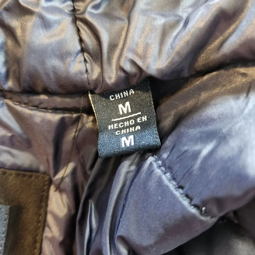 Tommy Hilfiger Men's M Black Hooded Double Layer Bomber Jacket Blue Lining